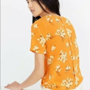 Madewell silk button-back tie shirt